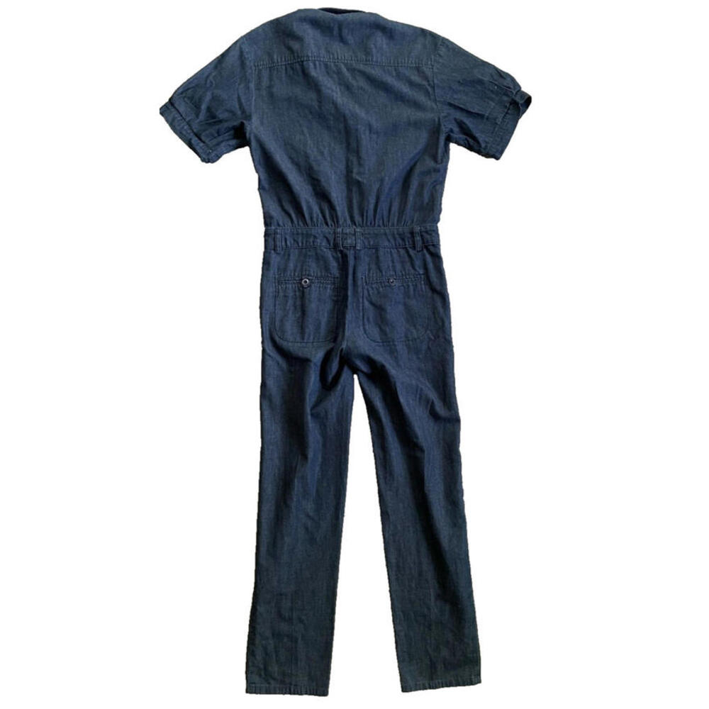 Vince Denim Blue Jean Collared Boiler Jumpsuit Coveralls Dark Wash Womens Size 0 - Picture 6 of 9